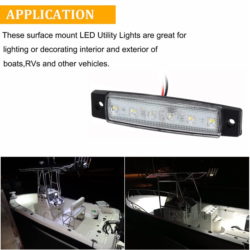PSEQT LED Boat Interior Lights Marine Courtesy Light Strip Deck Transom Cockpit Navigation Lighting Waterproof for Fishing Pontoon Kayak Yacht Sailboat (White 10Pcs) - Image 5